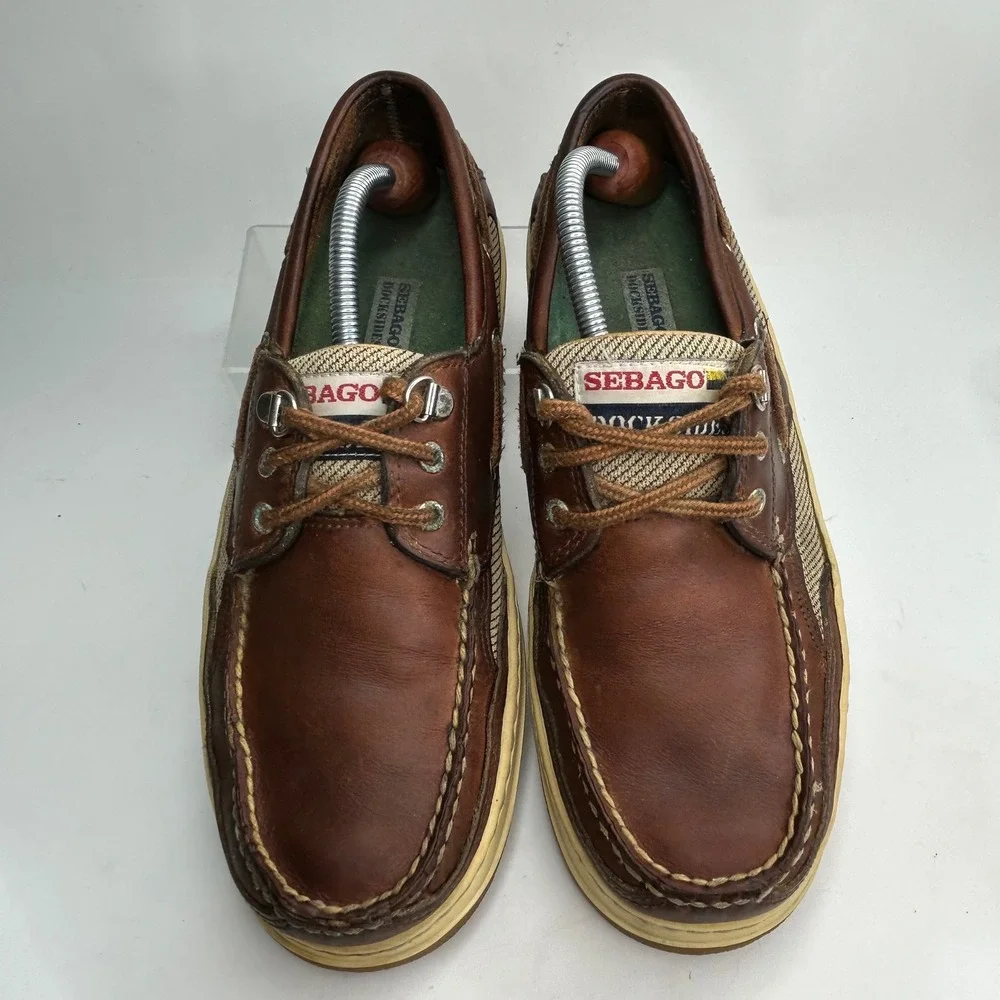 Sebago Docksides Mens 9 Brown Leather Mesh Boat Shoes Deck 393 7056 Clovehitch